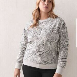 Addition Elle Grey Crew Neck Graphic Print Sweatshirt Size 1x